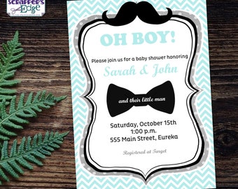 Baby Shower Invitation 5&quot;x7&quot; Oh Boy! | Its a Boy Invitation | Shower | Baby Shower Printable | Print at Home | Celebrate | Shower Invite |