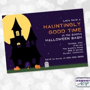 Haunted House Invitation 7"x5" House Silhouette / Happy Halloween / Spooky / Stampa a casa / Halloween Party / Stampabile / Haunted