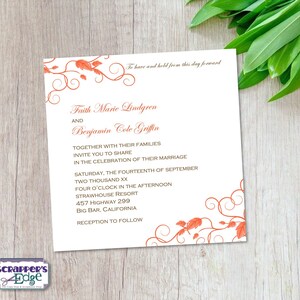Invitation de mariage 6 « x6 » Leaf Flourish | Invitation de mariage avec RSVP | carte d’invitation | Ensembles de cartes de mariage | | imprimable Imprimer à la maison