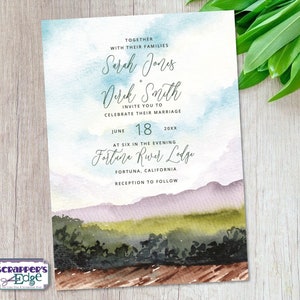 Invitación de boda 5x7 Fresh Field Landscape / Naturaleza / Invitaciones de boda con RSVP / Tarjetas de invitación / Juegos de tarjetas de boda / Imprimir en casa