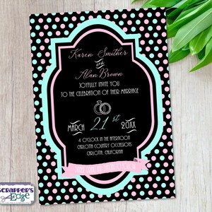 Invitación de boda 5 "x7" Lunares / Invitación de boda con RSVP / Tarjeta de invitación / Juegos de tarjetas de boda / Imprimible / Imprimir en casa