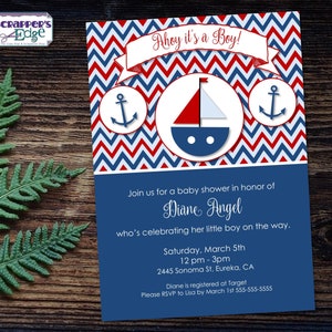 Baby Shower Uitnodiging 5"x7" Ahoy it's a Boy! | Uitnodiging | Douche | Babyshower Printable | Thuis printen | Vier | Douche Uitnodigen |