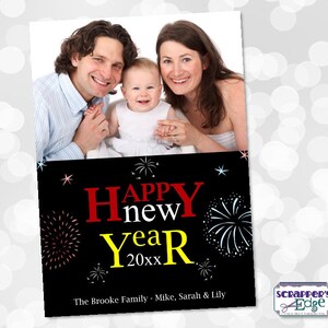 Happy New Year Grußkarte 5"x7" mit Foto | Happy New Years | Auflösungen | Druck zu Hause | Neujahr | Druckbare Karten | Feier