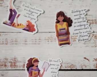High-Quality Political Feminist Friendship Books Bookish Girl Library Vinyl Sticker Laptop Water Bottle and More 3 inch