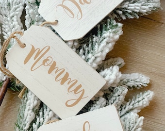Stocking tags, Personalized Stocking Tags, Wooden Name Tag, Custom Wood and acrylic Tag, Christmas Name Tags, Wedding tag, Bridesmaid tags