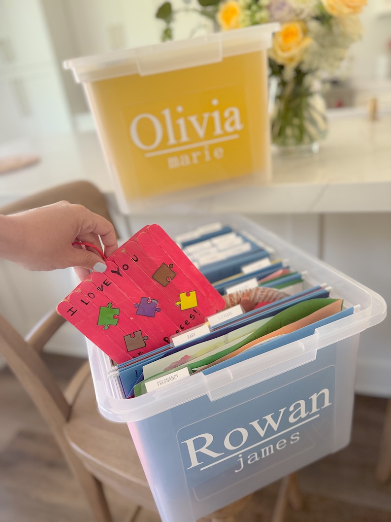FULLY ASSEMBLED- Kids File Box , Milestone Tote , Memory Box ...