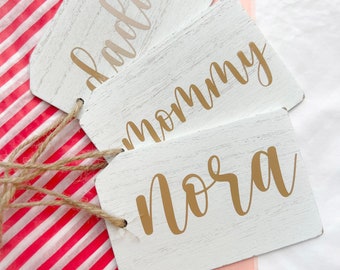 Stocking tags, Personalized Stocking Tags, Wooden Name Tag, Custom Wood and acrylic Tag, Christmas Name Tags, Wedding tag, Bridesmaid tag