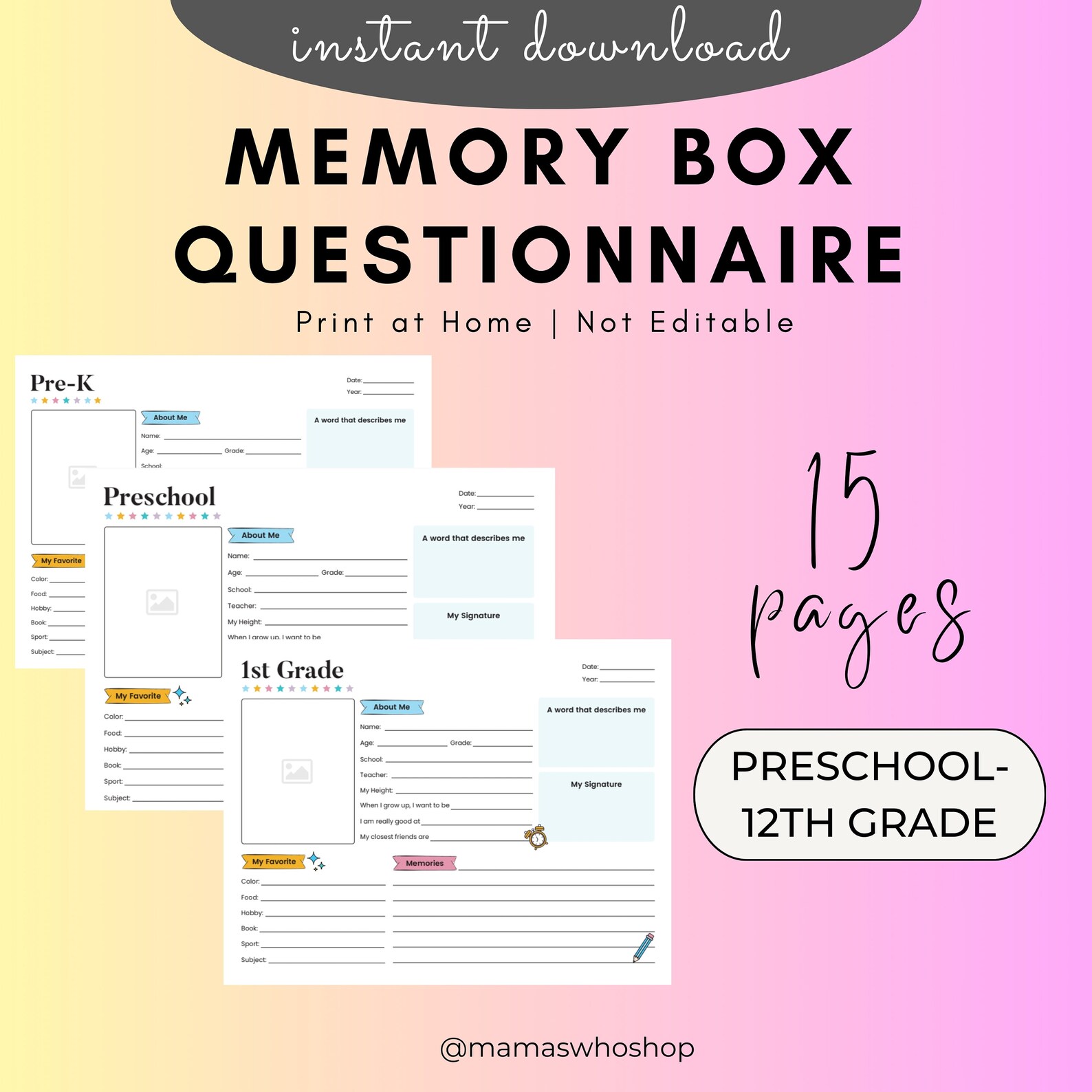 Milestone Box Questionnaire- Digital Download - Etsy