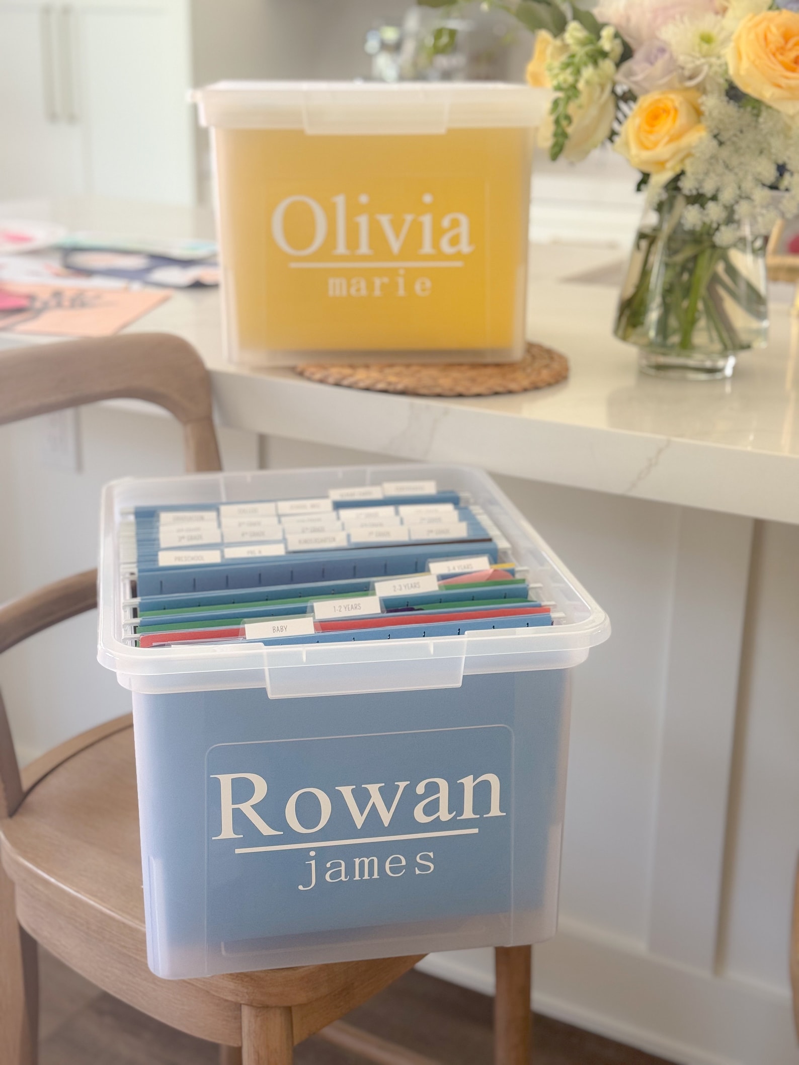 Kid File Box FULLY ASSEMBLED- Kids File Box , Milestone Tote , Memory Box ...