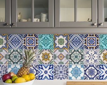 Calcomanías para azulejos tradicionales españoles - Pegatinas autoadhesivas para azulejos de pared y piso - PAQUETE DE 12