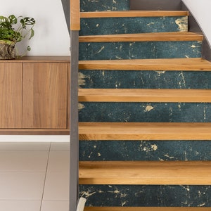 Washed Turquoise Stair Riser Stickers - Removable Stair Riser Tile Decals - Peel & Stick Stair Riser Deco Strips - 48&quot; long