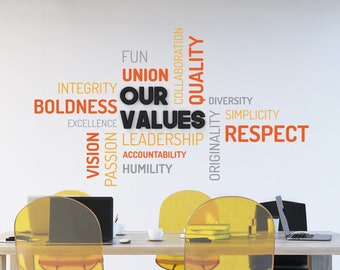 Our Values 3D Office Decor, 3D, Values Decal, Office Wall Art, Office Decor, Office Wall Decal, Office Wall, Office Decals, Motivational Art