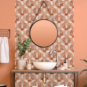 Terrazzo Modern Pink Kitchen and Bathroom Backsplash Panel, removable washable wallpaper, kitchen, bathroom, peel and stick wallpaper