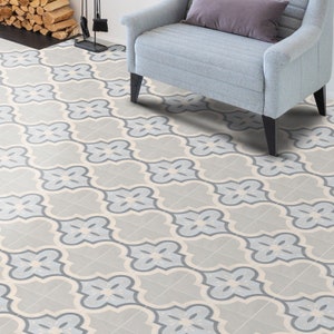 Havana Blue Floor Tile Sticker Panel, Peel and Stick Decal, Vinyl Floor Tile Sticker, Floor decals, Carreaux de Ciment
