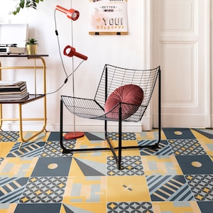 Modern Geometric Floor Tile Sticker Panel, Peel and Stick Decal, Vinyl Floor Tile Sticker, Floor decals, Carreaux de Ciment