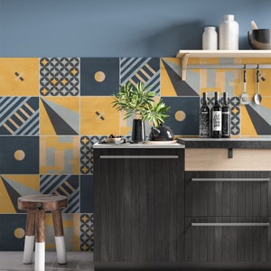 Modern Geometric Tile Decals - Self-Adhesive Wall & Floor Tile Stickers - PACK OF 12