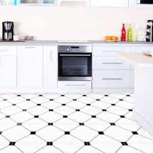 Square Black Floor Tile Sticker Panel, Peel and Stick Decal, Vinyl Floor Tile Sticker, Floor decals, Carreaux de Ciment