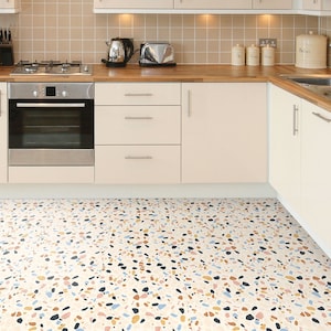 Terrazzo Floor Tile Sticker Panel, Peel and Stick Decal, Vinyl Floor Tile Sticker, Floor decals, Carreaux de Ciment