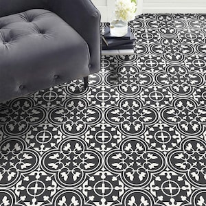 Moroccan Dark Grey Vinyl Floor Tile Sticker Panel, Peel and Stick Decal, Vinyl Floor Tile Sticker, Floor decals, Carreaux de Ciment