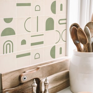 Boho Olive Tile Decals - Self-Adhesive Wall & Floor Tile Stickers - PACK OF 12