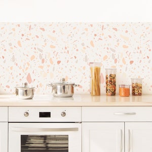 Terrazzo Clay Kitchen and Bathroom Backsplash Panel, Terrazzo removable wallpaper, Terrazzo wall, Removable Vinyl, peel and stick wallpaper image 1