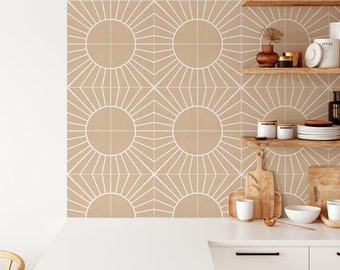 Sun Tile Sand Backsplash Peel and Stick in Roll - Wall Decor - Backsplash Decals - Self Adhesive Vinyl Wallpaper