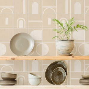 Boho Ivory Tile Decals - Self-Adhesive Wall & Floor Tile Stickers - PACK OF 12