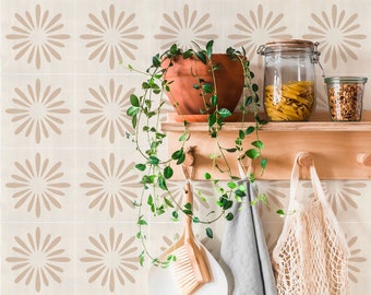 Kitchen and Bathroom Splashback Panel - Removable Vinyl Wallpaper - Boho Floral Neutral - Peel & Stick - Backsplash Stickers