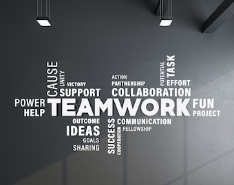 Teamwork 3D Office Decor, 3D, Office Wall Art, Typography Decor, Office Quotes, Inspirational and Motivational Art, Office Wall Decal