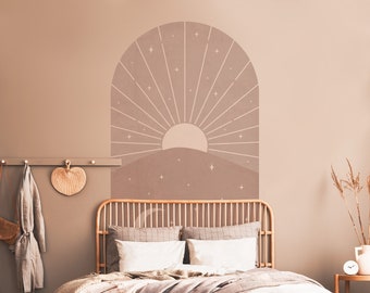 Day & Night Bed Size Arch Sticker, Color Block Wall Sticker, Abstract Wall Decal, Color Blocking, Bedroom Decor, Wall Decal