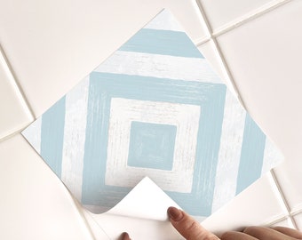 Hartholz Blau Fliesen Aufkleber - Selbstklebende Wand & Boden Fliesen Aufkleber - PACK OF 12