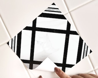 Studio Black Tile Decals - Self-Adhesive Wall & Floor Tile Stickers - PACK OF 12