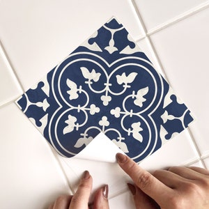 Moroccan Indigo Tile Decals - Self-Adhesive Wall & Floor Tile Stickers - PACK OF 12