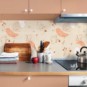 Moongirl Terracotta Tile Decals - Self-Adhesive Wall & Floor Tile Stickers - PACK OF 12
