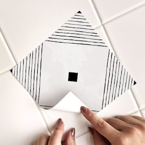 Scandi Black Tile Decals - Self-Adhesive Wall & Floor Tile Stickers - PACK OF 12