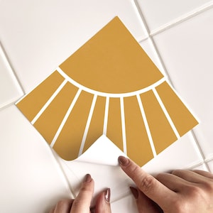 Boho Sun Tile Decals - Self-Adhesive Wall & Floor Tile Stickers - PACK OF 12