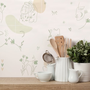 Moongirl Light Olive Tile Decals - Self-Adhesive Wall & Floor Tile Stickers - PACK OF 12