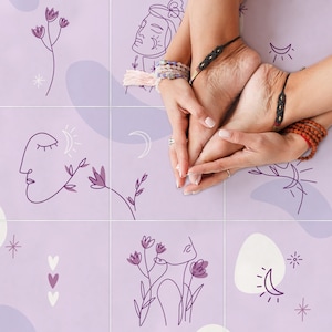 Moongirl Lavander Tile Decals - Self-Adhesive Wall & Floor Tile Stickers - PACK OF 12