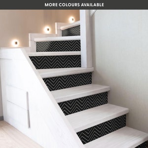 Minimal Lines Stair Riser Stickers - Pack of 6 Removable Stair Riser Tile Decals - Peel & Stick Stair Riser Deco Strips - 48&quot; long