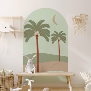 REMOVABLE Paradise Palm Tree Boho Arch Removable Wandtattoo - Peel & Stick - 3 Farben 2 Größen erhältlich - Boho Decor Wandaufkleber