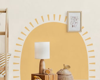 Half Sun Wall Decal - Boho Half Sun Wall Sticker Decal - Peel and Stick Decals - Sun Wall Decal Nursery