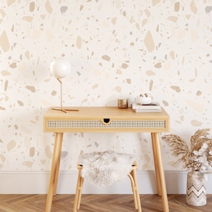 Soft Terrazzo Removable Wallpaper, Self Adhesive, Peel and Stick, Wall Mural, Traditional Wall Paper, Boho Neutrals, Terrazzo Wallpaper