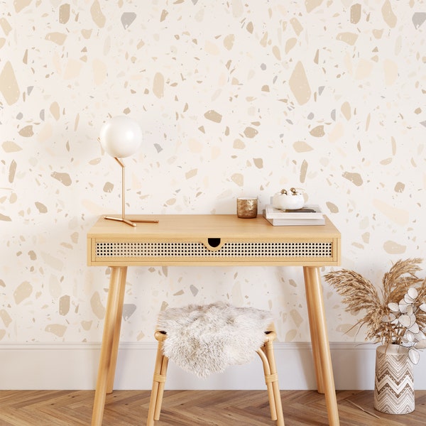 Soft Terrazzo Removable Wallpaper, Self Adhesive, Peel and Stick, Wall Mural, Traditional Wall Paper, Boho Neutrals, Terrazzo Wallpaper