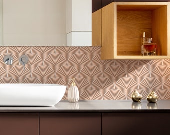 Boho Lines Caramel Kitchen and Bathroom Backsplash Panel, removable washable wallpaper, kitchen, bathroom, peel & stick wallpaper - BL002