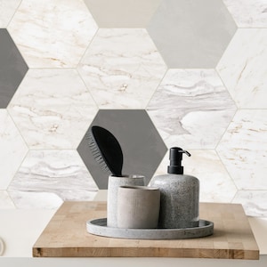 Marble Hexagon Tiles Backsplash Peel and Stick in Roll - Wall Decor - Backsplash Decals - Self Adhesive Vinyl Wallpaper