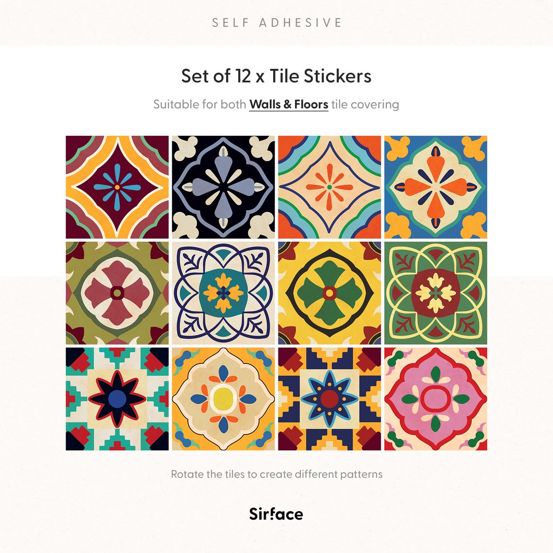 Talavera Tile Decals Selfadhesive Wall & Floor Tile Etsy UK