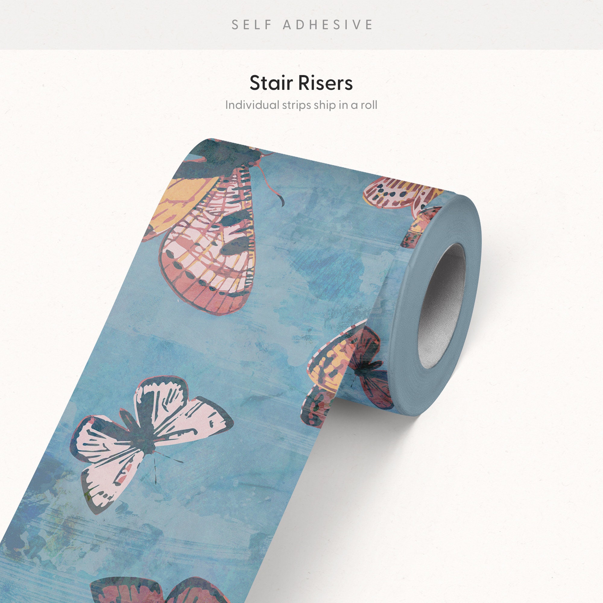 Vintage Butterflies Blue Stair Riser Stickers - Pack of 6 Removable ...