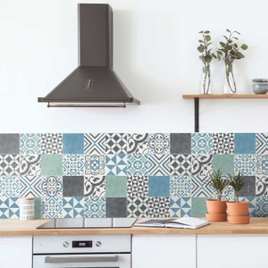 Portuguese Pastel Kitchen and Bathroom Backsplash - Removable Vinyl Wallpaper - Peel & Stick Backsplash Panel