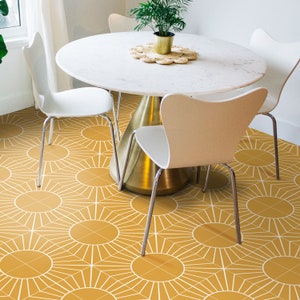 Sun Tile Floor Tile Sticker Panel, Peel and Stick Decal, Vinyl Floor Tile Sticker, Floor decals, Carreaux de Ciment