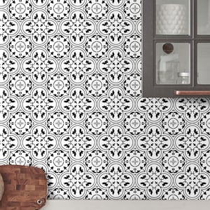 Moroccan Monochrome Kitchen and Bathroom Backsplash - Removable Vinyl Wallpaper - Peel & Stick Backsplash Panel